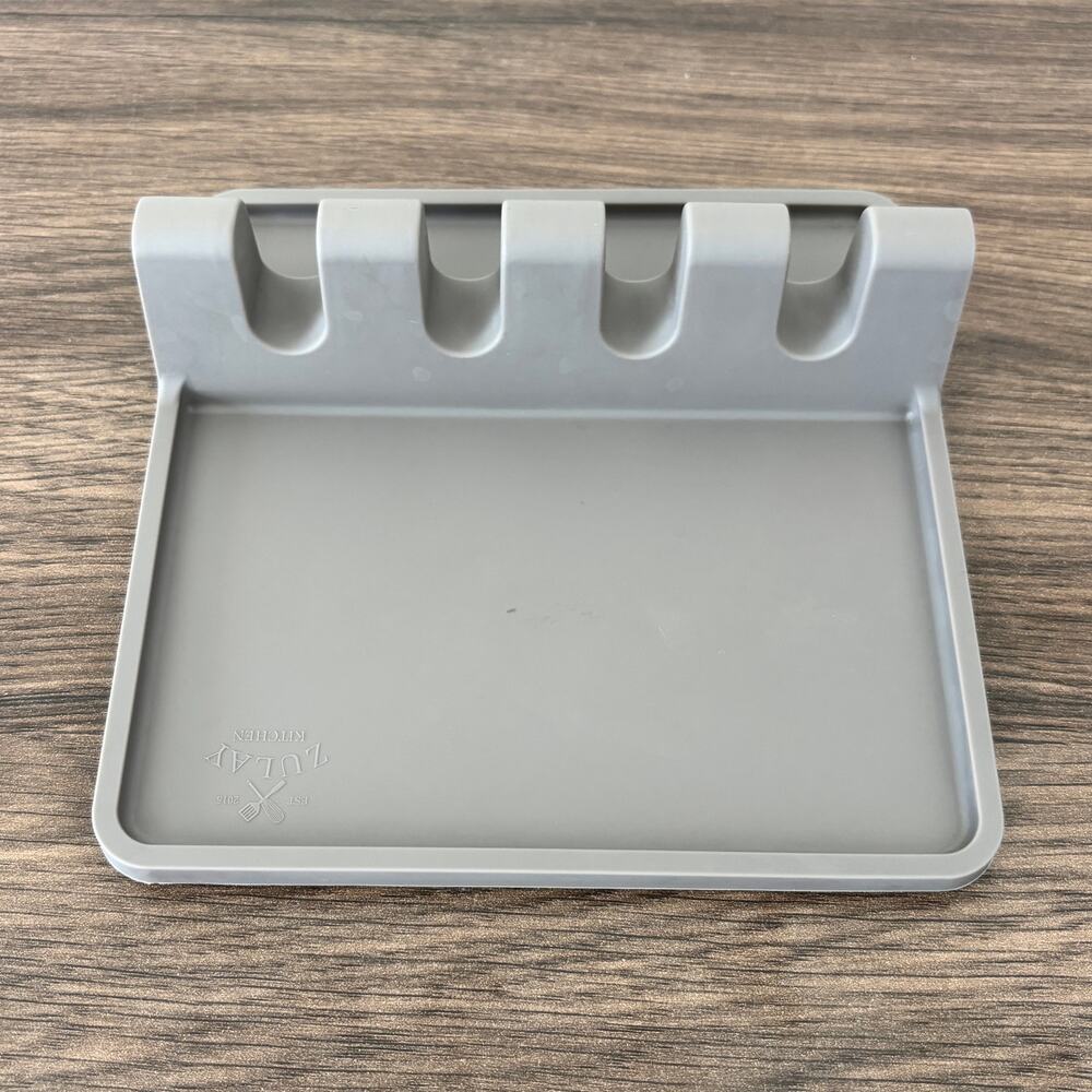 Silicone Utensil Spoon Rest with Drip Pad - Gray - Zulay Kitchen